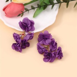  Bohemian style color flowers flowers chain Cloth earring     occidental style..