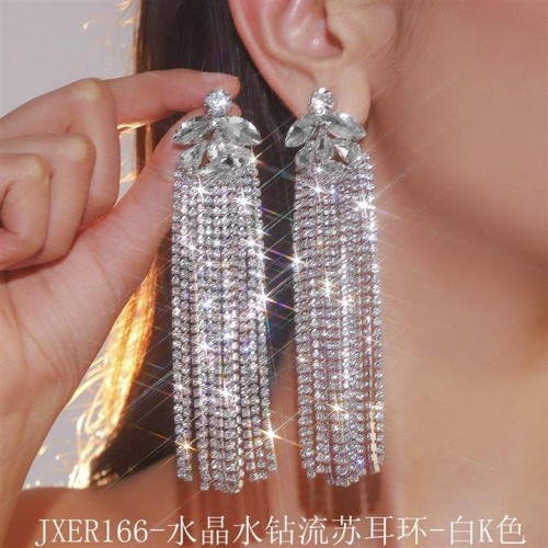  occidental style fashion Earring fully-jewelled crystal long tassel earrings woman 