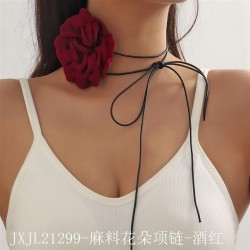retro peony big flowers chain woman Cloth necklace chain clavicle chain Collar..