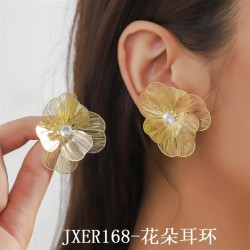  small fresh Earring  silver leaf flowers zircon gold petal earrings woman tem..