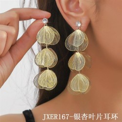  small fresh Earring  silver leaf gold petal long style Leaf earrings woman te..