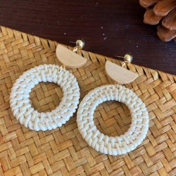 Round weave earrings Bohemian style wind personality ear stud Earring woman