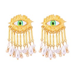  occidental style fashion retro eyes earrings Pearl tassel earring exaggeratin..