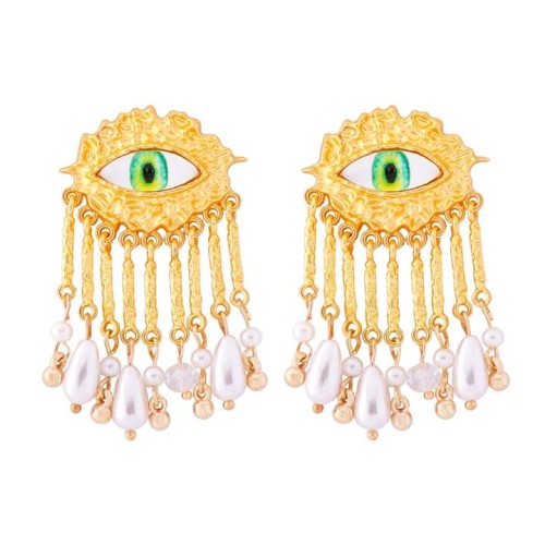  occidental style fashion retro eyes earrings Pearl tassel earring exaggerating gorgeous ear stud