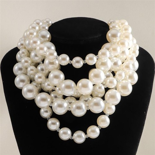 occidental style exaggerating multilayer big Pearl chain temperament all-Purpose clavicle chain retro handmade 
