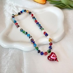 summer day more color beads necklace woman love pendant all-Purpose samll clav..