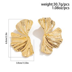 occidental style exaggerating Metal wind silver leaf ear stud wind Shells patt..