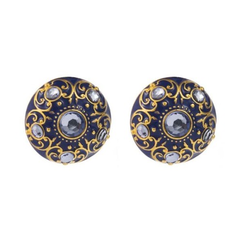  retro atmospheric high earrings enamel pattern Alloy diamonds silver palace wind ear stud Earring