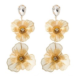  fashion hollow Alloy flowers earrings woman brief high exaggerating long styl..