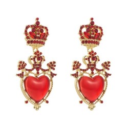 occidental style retro Alloy diamond love crown earringss silver samll Earring..