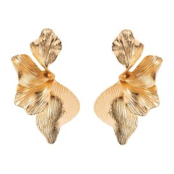 occidental style wind brief atmospheric earrings Irregular petal ear studs sil..
