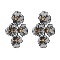  fashion summer flowers earrings multilayer temperament exaggerating hollow fl..