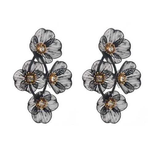  fashion summer flowers earrings multilayer temperament exaggerating hollow flowers diamond Earringearrings