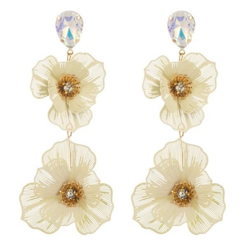 occidental style sweet multilayer flowers earrings woman diamond high earrings temperament long style banquet Ea