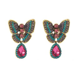 Korean style silver temperament samll butterfly earrings woman highins wind dr..