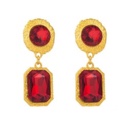 occidental style retro exaggerating square diamond earrings woman silver multi..