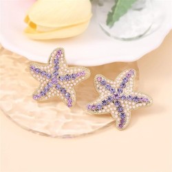 summer wind creative personality diamond starfish ear stud     fresh lovely tr..