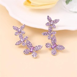 Korean style super fully-jewelled temperament butterfly tassel earrings   fash..