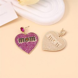  brief fully-jewelled geometry heart-shapedmom earring    fashion temperament ..