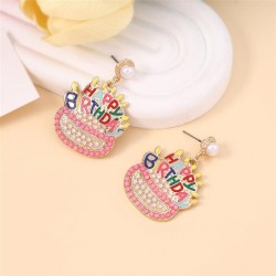  sweet lovely imitate Pearl beads enamel color day earring     personality cre..