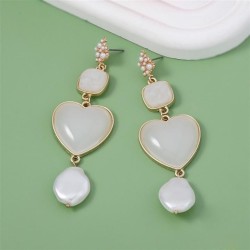  Irregular multilayer tassel long style geometry earring     imitate Pearl fas..