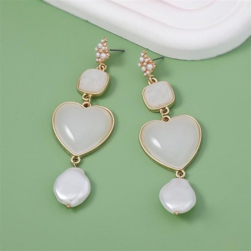  Irregular multilayer tassel long style geometry earring     imitate Pearl fashion all-Purpose enamel Earring
