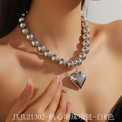 occidental style geometry exaggerating big beads love pendant punk beads Col