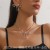  occidental style retro Rhinestone big bow necklace earrings set exaggerating te