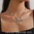  occidental style retro Rhinestone big bow necklace earrings set exaggerating te