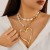 occidental style wind exaggerating big love necklacenecklace Metal chain Double layer imitate Pearl