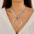 occidental style wind exaggerating big love necklacenecklace Metal chain Double layer imitate Pearl