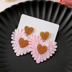 silver Korean style brief love earrings  Countryside splice Acrylic Earring hi..