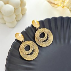 occidental style Metal wind geometry Round hollow earrings  brief wind high mu..