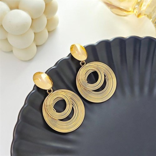 occidental style Metal wind geometry Round hollow earrings  brief wind high multilayer twining earring