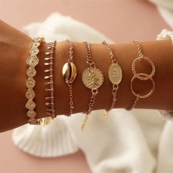  personality gold Shells circle bangle set bracelet woman