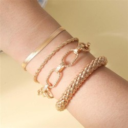 occidental style fashion brief gold twisted chain set bracelet