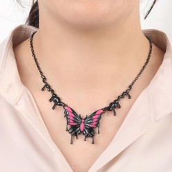  occidental style necklace  personality exaggerating black enamel butterfly pe..