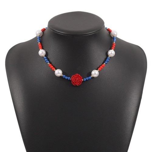 occidental style day creative beads necklace  retro rose samll clavicle chain