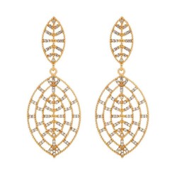 E occidental style exaggerating creative hollow Alloy diamond Leaf earrings  f..