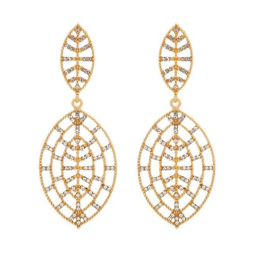E occidental style exaggerating creative hollow Alloy diamond Leaf earrings  fashion high Earring
