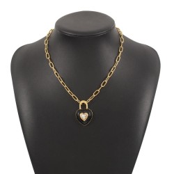  retro black love diamond necklace  occidental style temperament chain