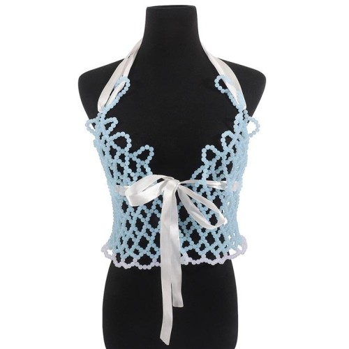  sweet exaggerating belt  summer fashion handmade weave Pearl chain
