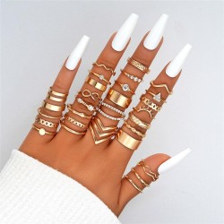  diamond Word gold Alloy ring  fashion temperament all-Purpose more ring