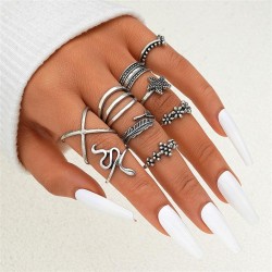 occidental style wind personality brief feather star ring set samll temperamen..