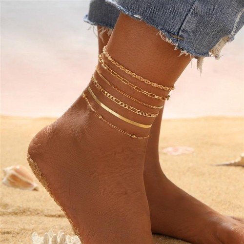  multilayer retro brief chain Anklet set  personality wind foot