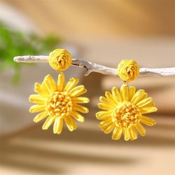 beautiful color weave flowers earrings  occidental style wind personality exag..
