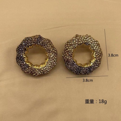 occidental style exaggerating high hollow earrings color earrings glass fully-jewelled fashion ear stud E
