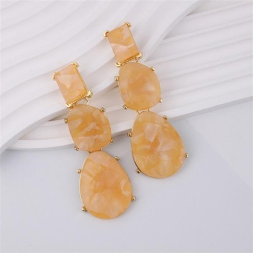retro Earring samll textured high asymmetry temperament long style resin earrings woman