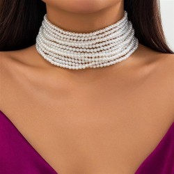 occidental style multilayer retro Collar imitate Pearl necklace woman temperam..