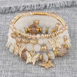 occidental style fashion lady Bohemia multilayer crystal bracelet butterfly pe..